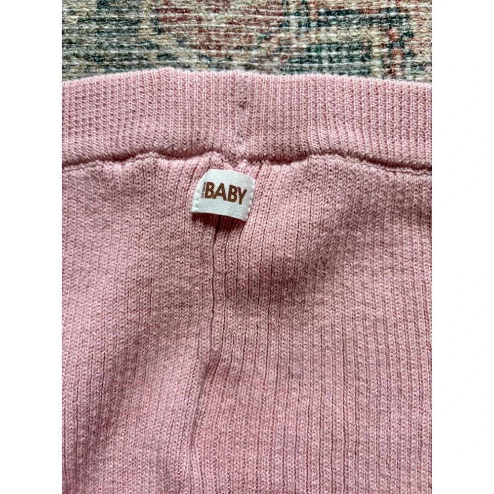 Cotton On Baby Organic Ribbed Knit Leggings Pink 3-6 Months